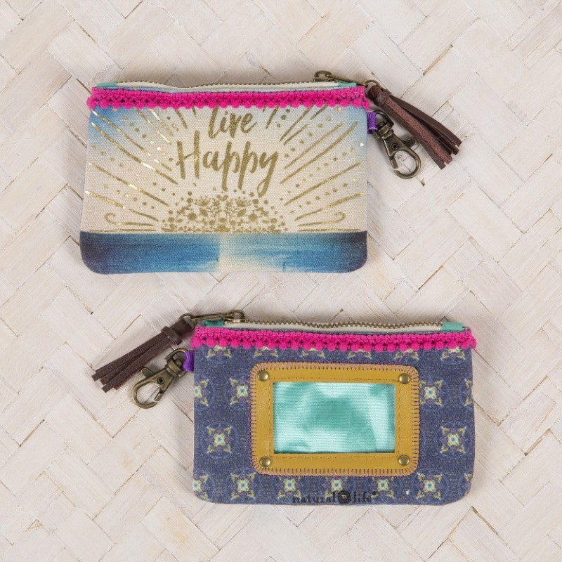 Live Happy Zip Pouch | Blue
