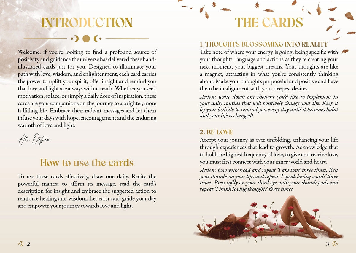 Instructions of "Love and Light Mantra Cards"