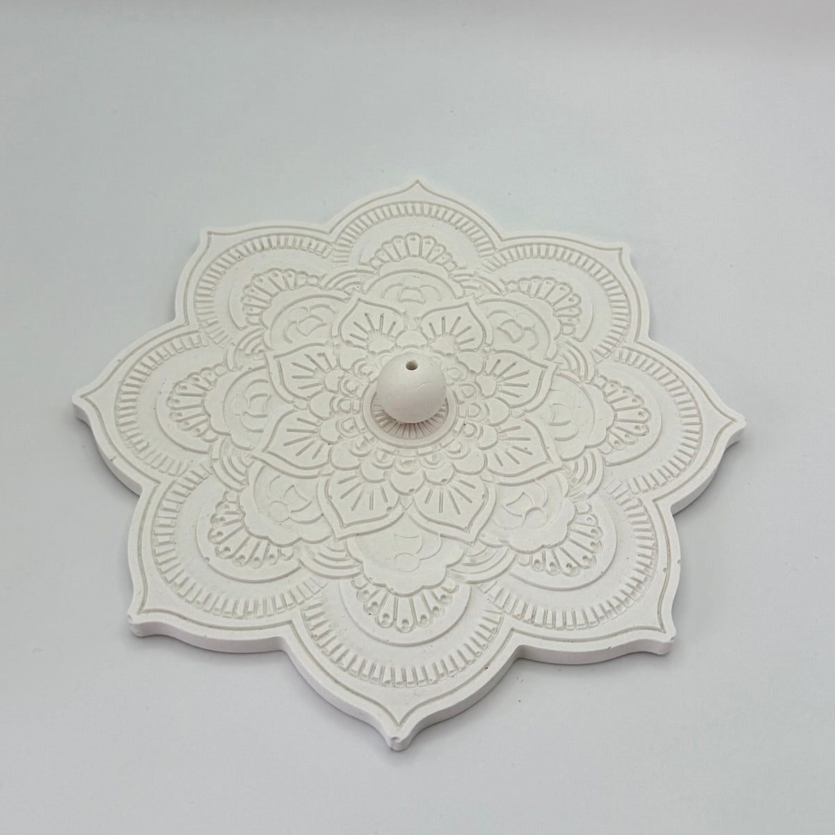 White mandala incense holder made in australia by Luna and Soul