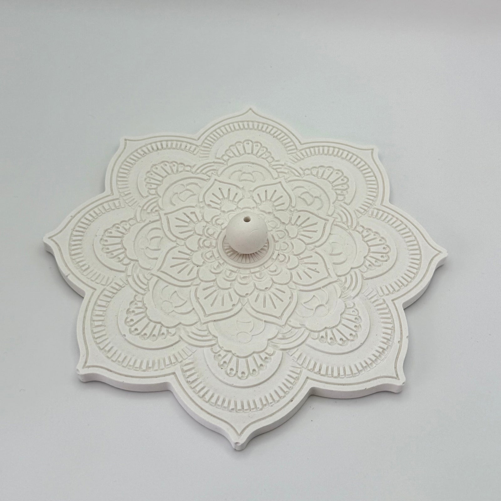 White mandala incense holder made in australia by Luna and Soul