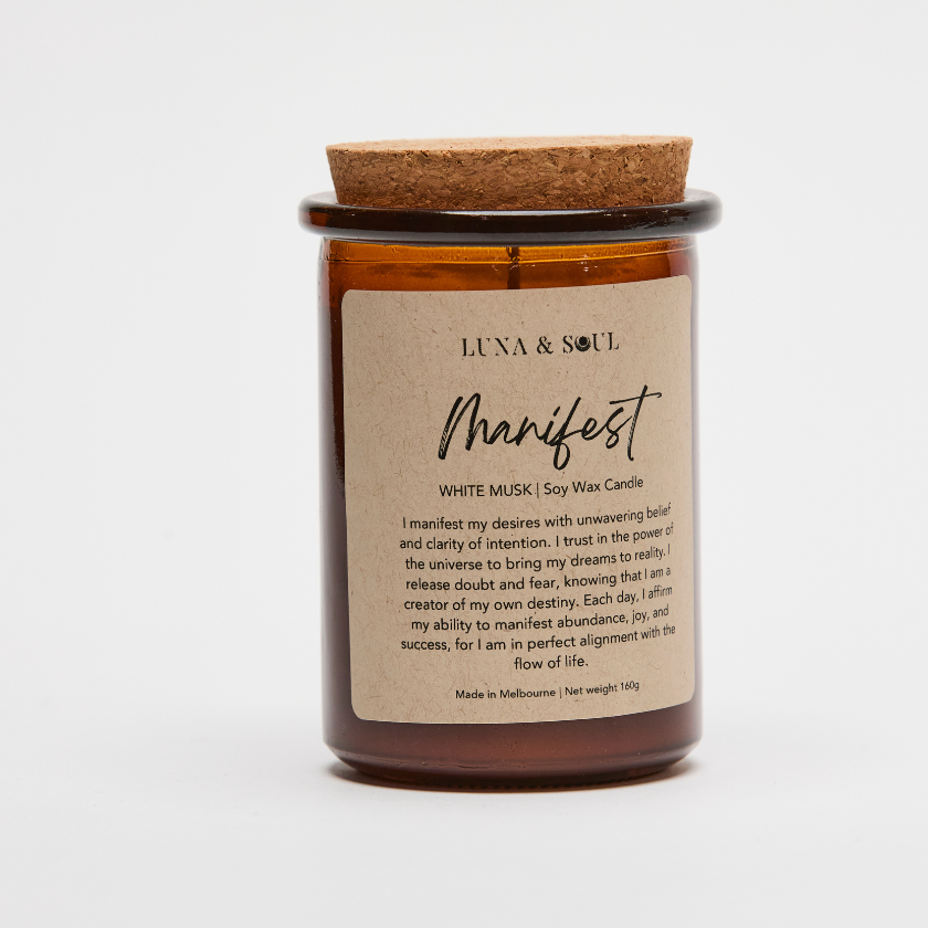 Manifest Affirmation White Musk Candle