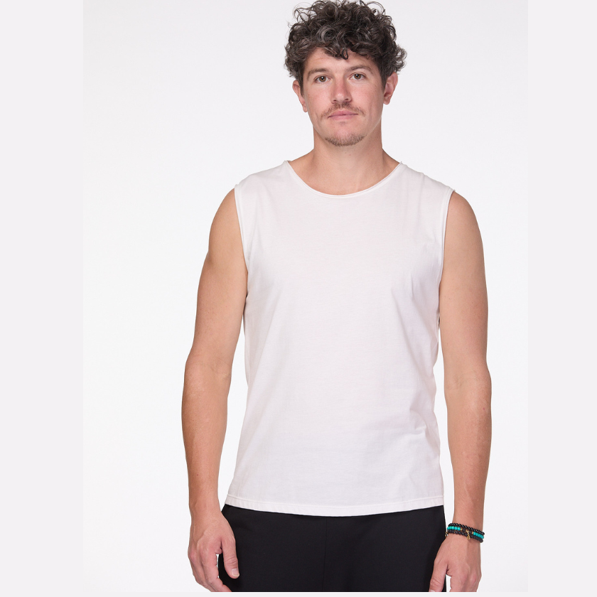 White Slim Fit Cotton Mens Tank Top Luna &amp; Soul Australia