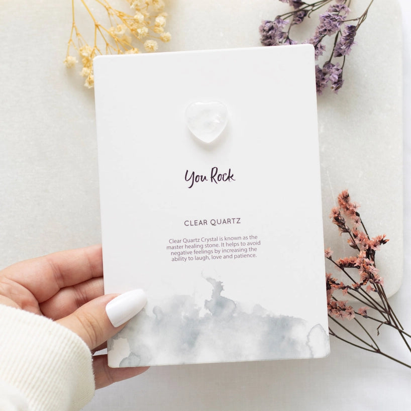 Clear Quartz Crystal Heart Greeting Card Luna &amp; Soul Australia
