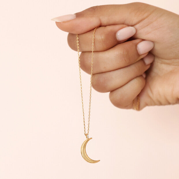 Gold Large Crescent Moon Necklace  Luna &amp; Soul Australia 