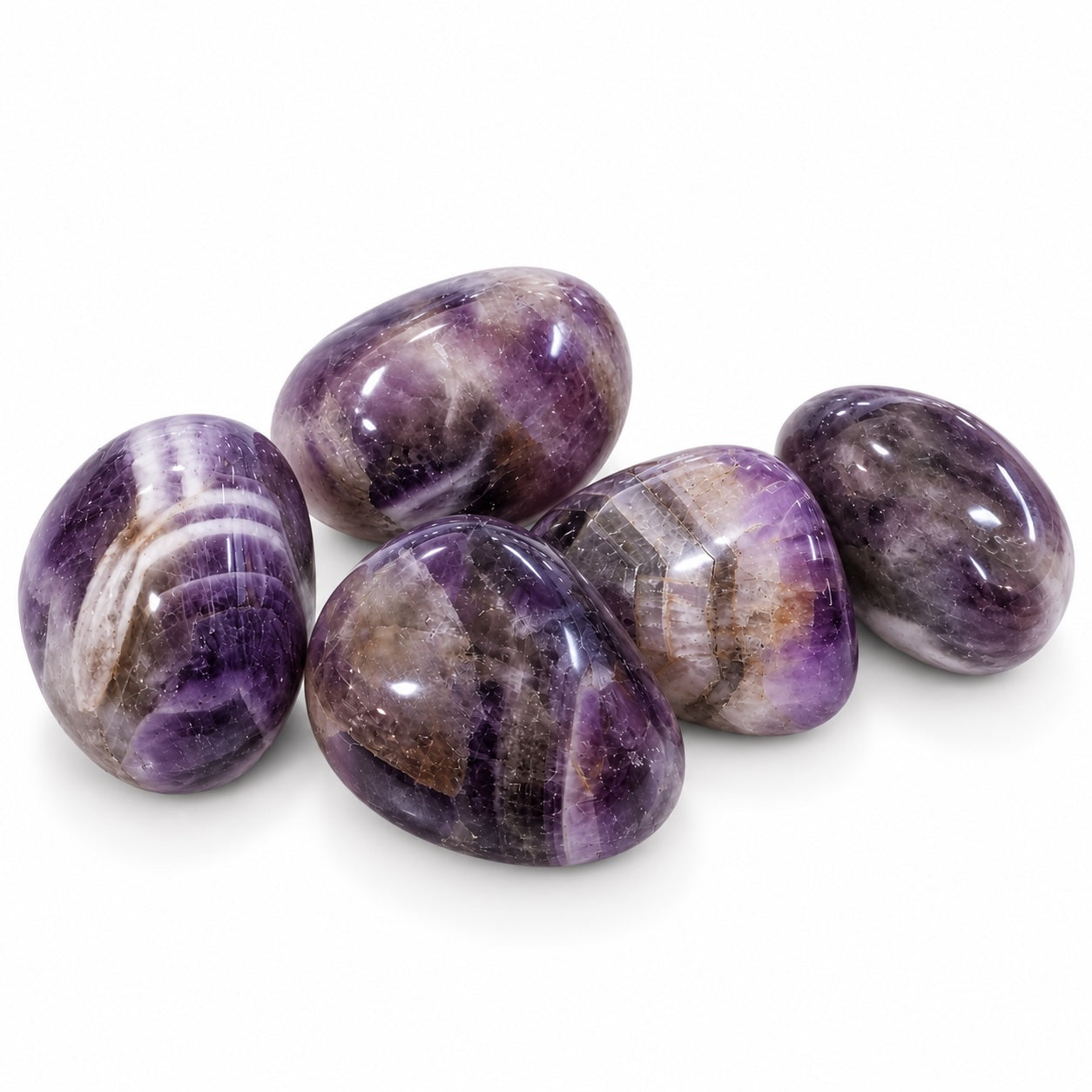 Amethyst tumble stone from Brazil.