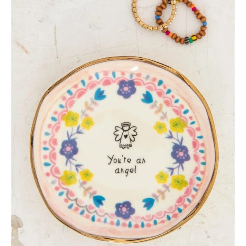 Ceramic angel trinket dish with gold rim and you’re an angel message
