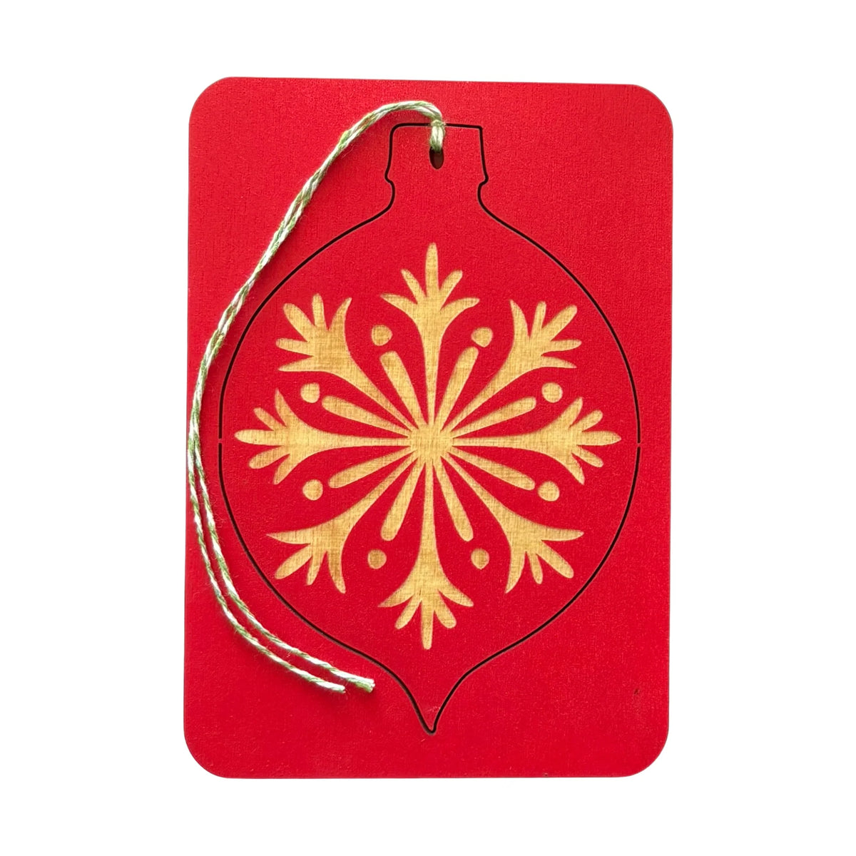Bauble Wooden Greeting Card handmade in Australia with pop-out ornament design
