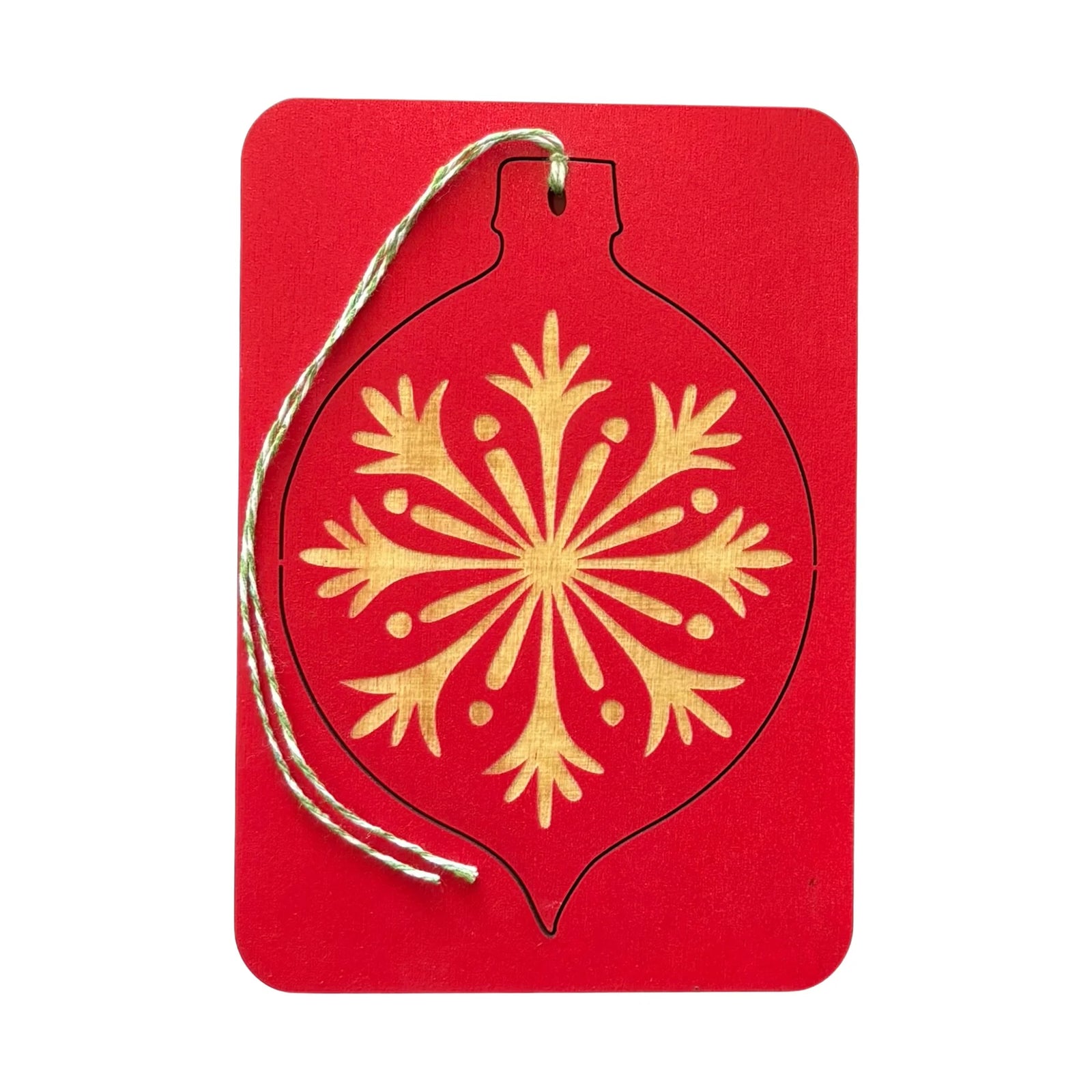 Bauble Wooden Greeting Card handmade in Australia with pop-out ornament design

