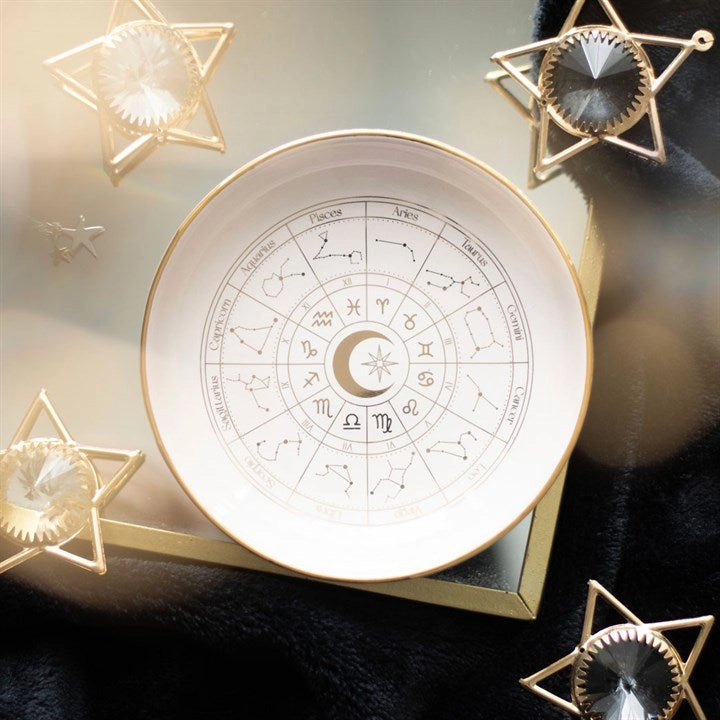Astrology Wheel Trinket Dish | White
