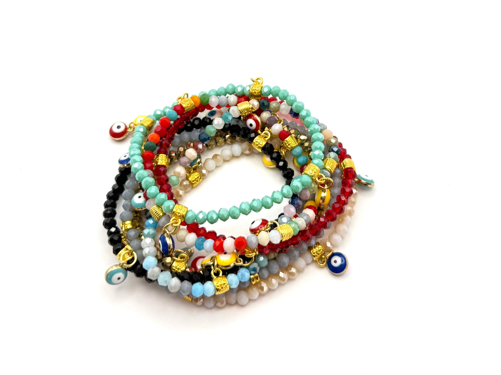 Beaded Crystal Mati Evil Eye Bracelet
