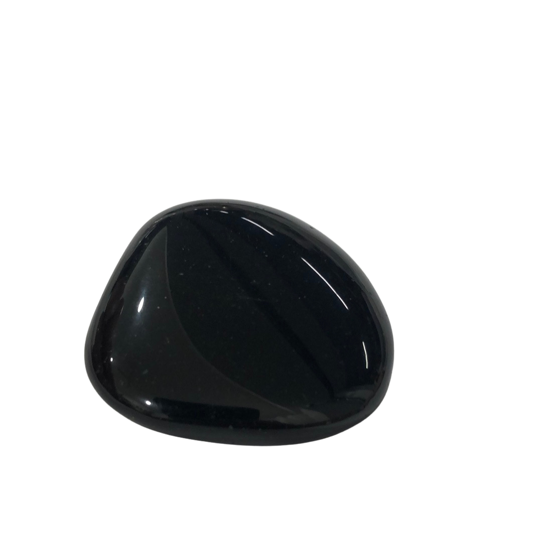 Black Obsidian worry stone crystal for protection, grounding and emotional balance