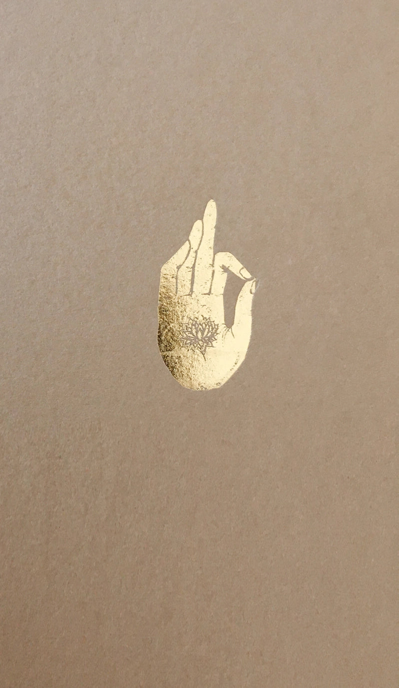 Buddha Mudra Pocket Notebook with gold foil lotus design on the cover