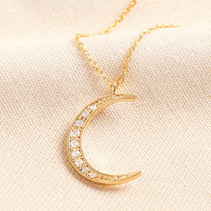 Crystal Moon Pendant Necklace