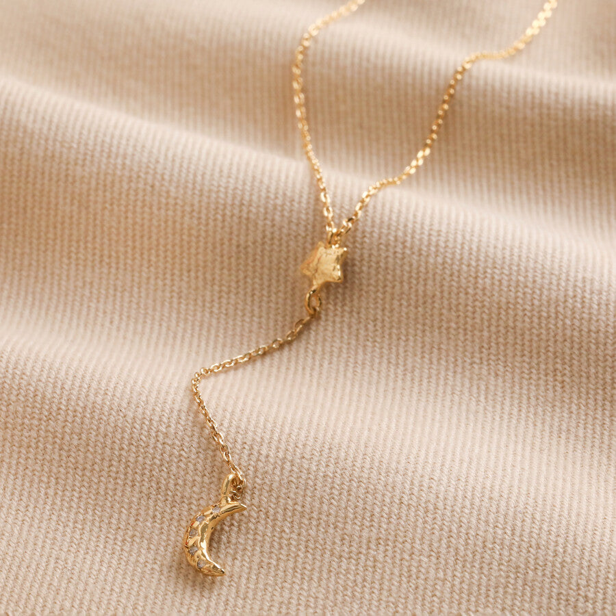 Lariat Necklace Moon and Star Necklace 3