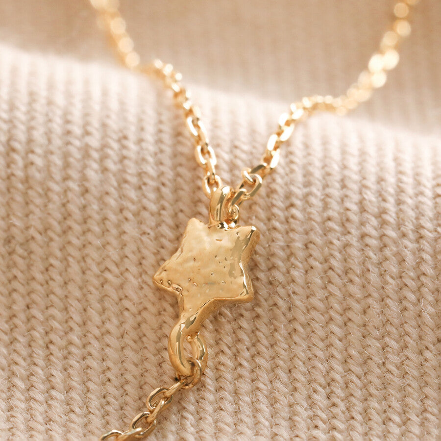 Crystal Moon + Star Lariat Necklace | Gold