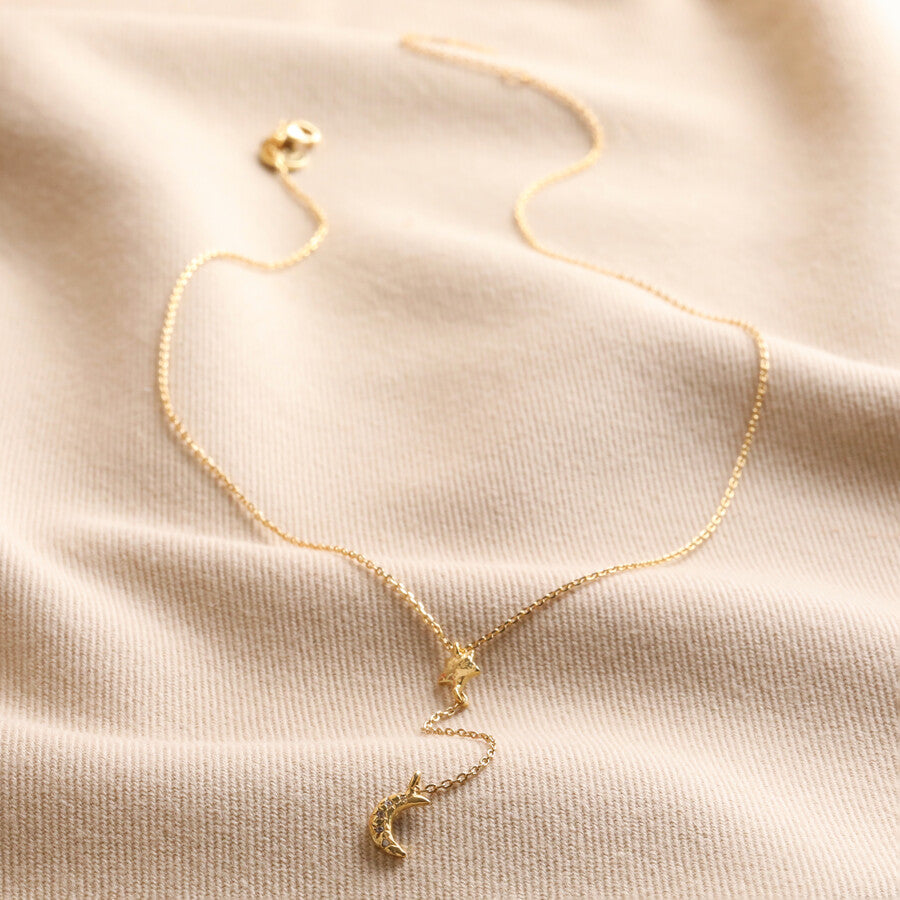 Lariat Necklace Moon and Star Necklace 5