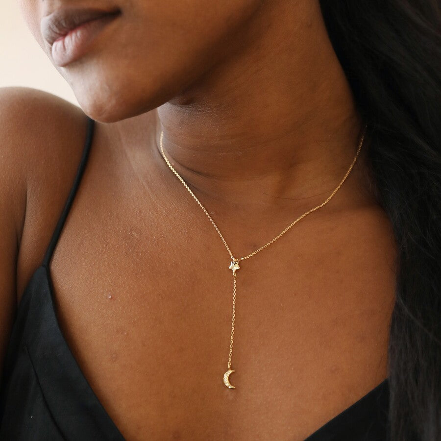 Lariat Necklace Moon and Star Necklace 1