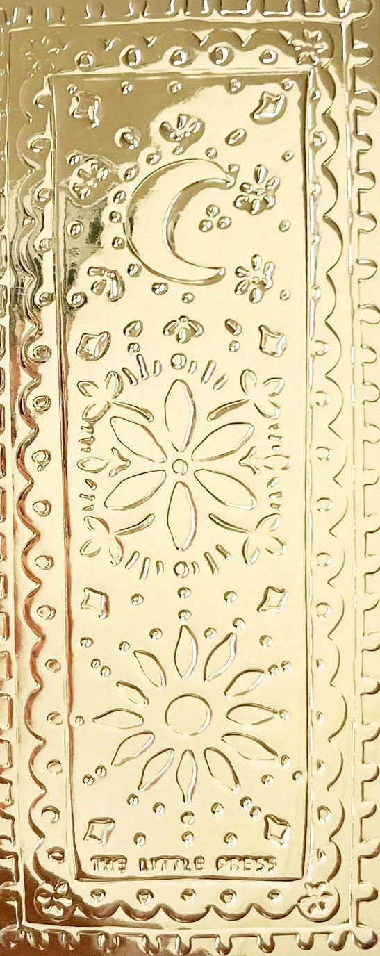 Eco-friendly embossed gold bookmark packaged without plastic