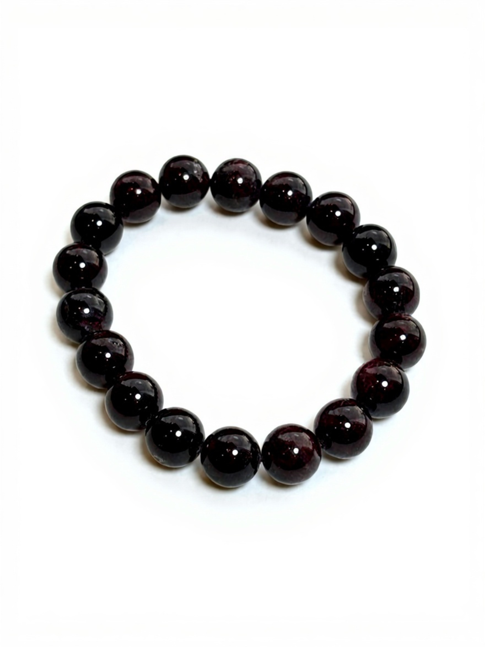 Garnet crystal bracelet with 10mm round deep red beads for passion and strength