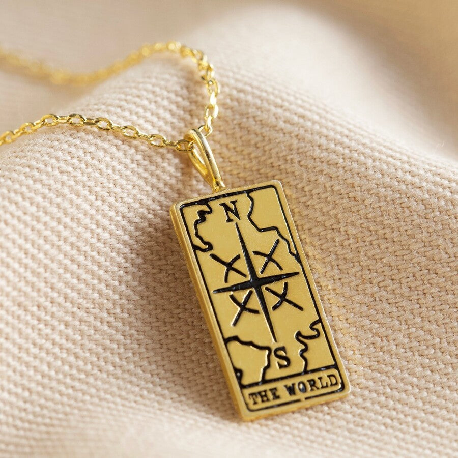 World Tarot Card Necklace | Gold