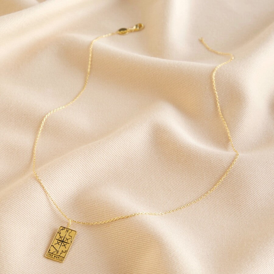 World Tarot Card Necklace | Gold