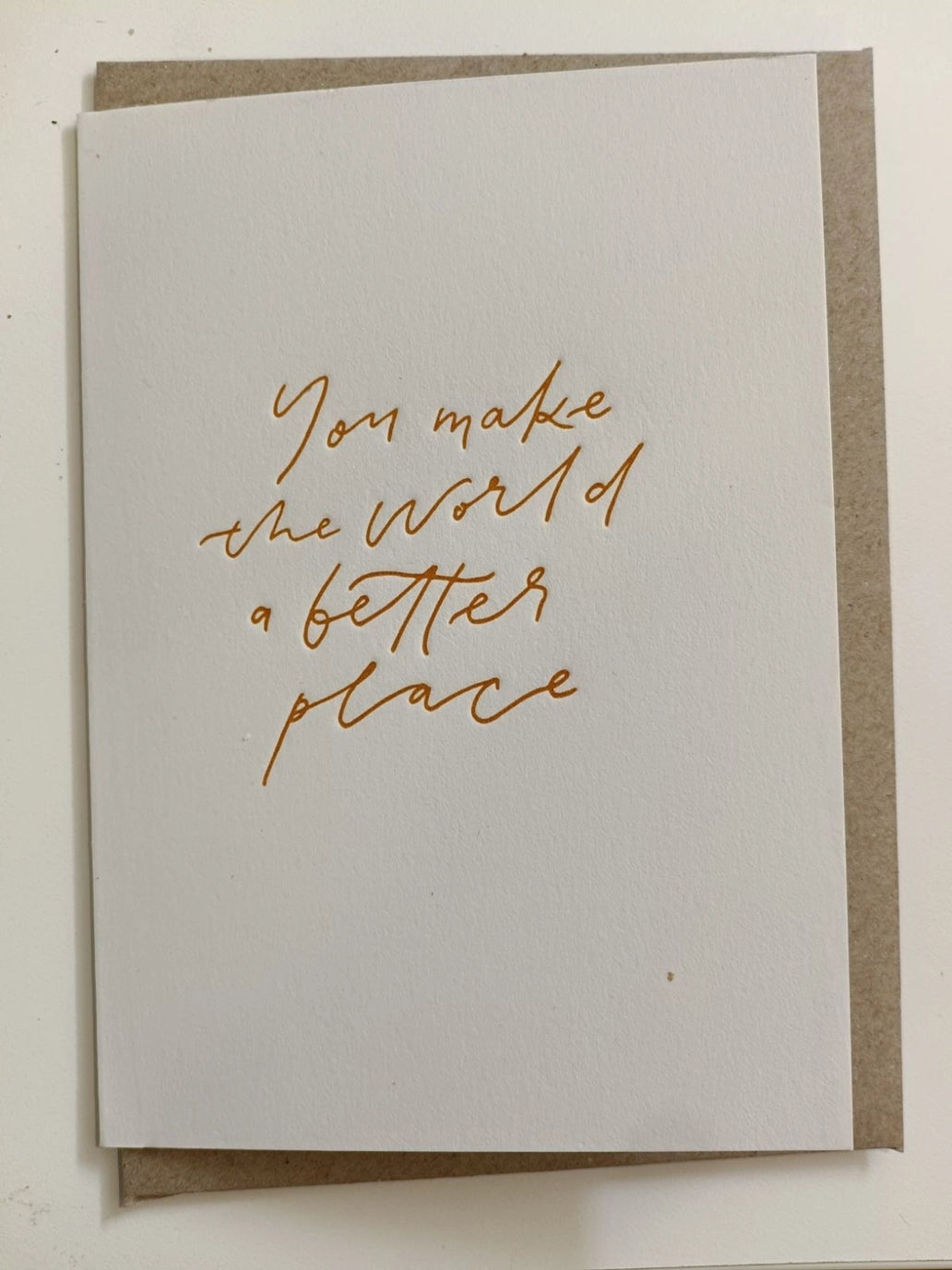Handmade letterpress greeting card on cotton paper with envelope
