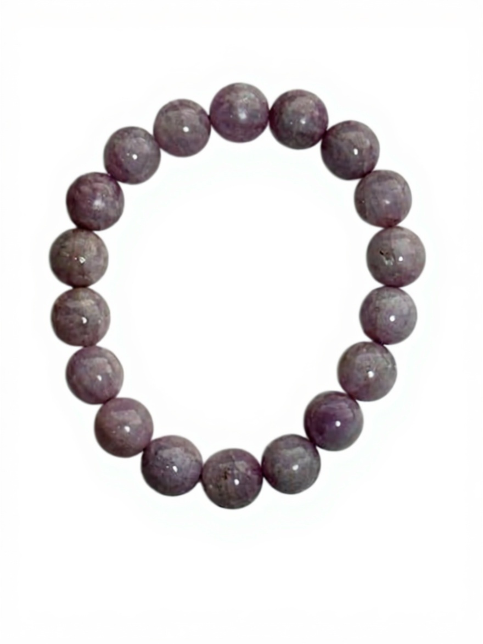 Kunzite crystal bracelet with ten round lilac beads for calm and emotional healing