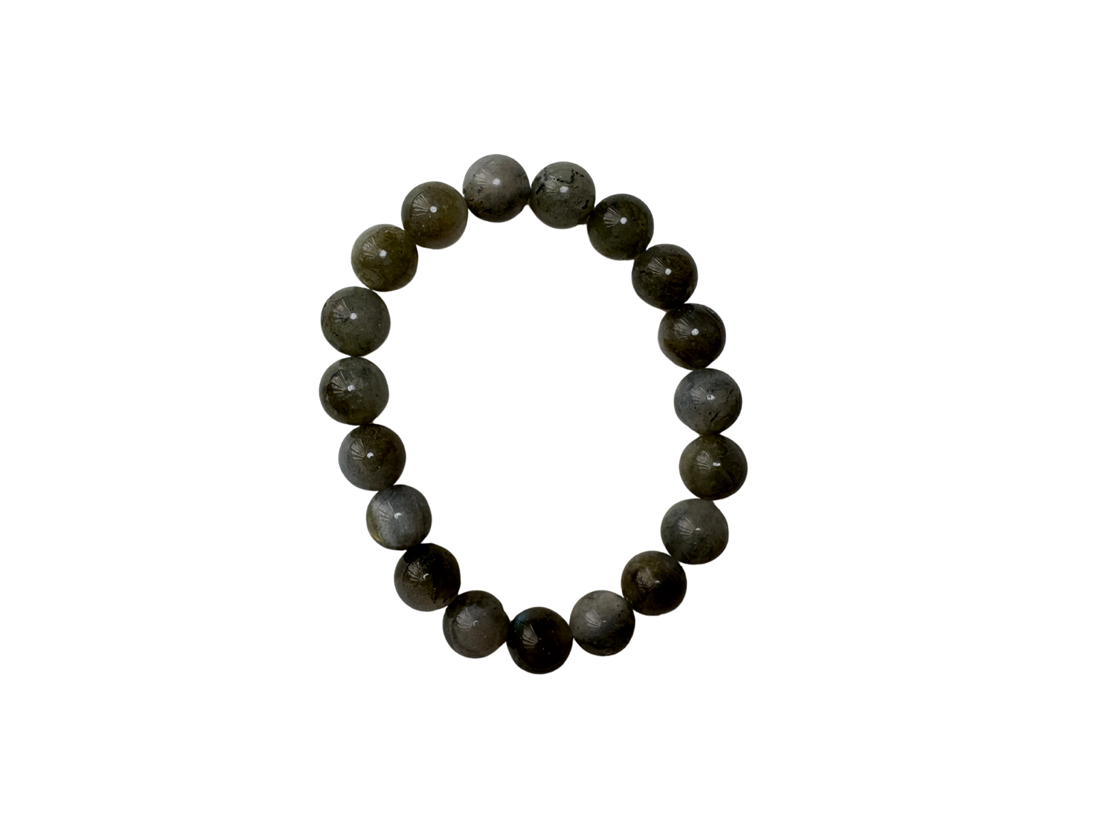 Labradorite crystal bracelet with 10mm round iridescent beads for intuition and transformation