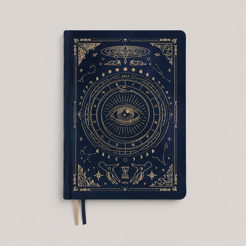Magic of I 2027 Astrological Planner in Midnight Velvet with gold foil cover.