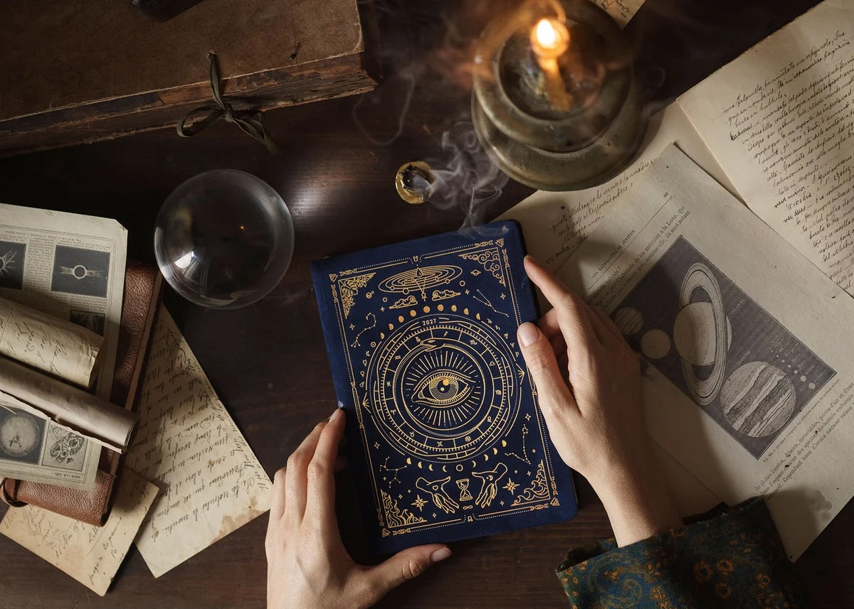 Magic of I 2027 Midnight Astrological Planner styled in a mindful planning ritual setting.