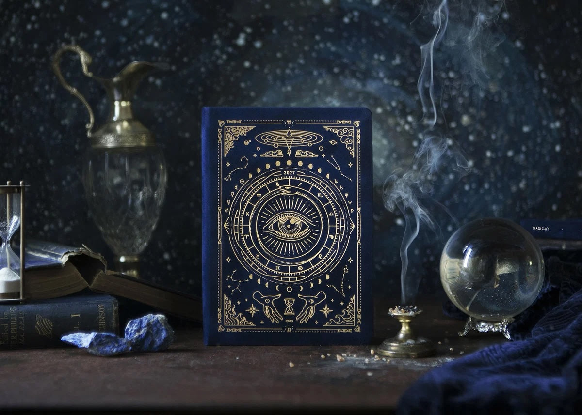 Magic of I 2027 Midnight Astrological Planner styled in a mindful planning ritual setting.