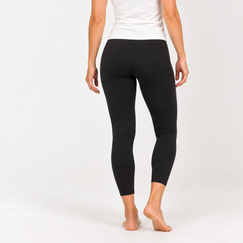 Black Asana 7/8 soft cotton yoga leggings by Luna &amp; Soul
