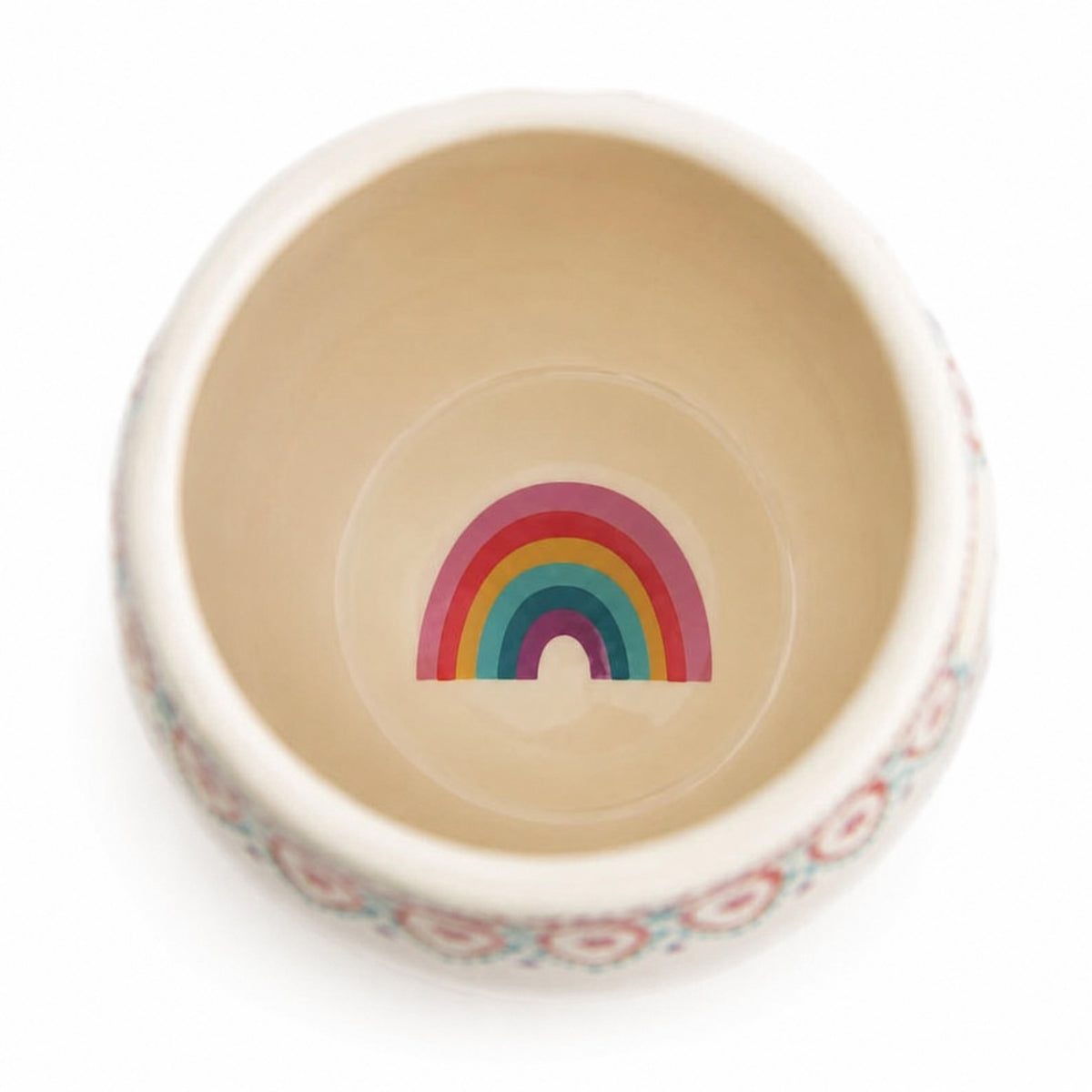 Hidden rainbow illustration inside the base of the Luna and Soul Cup of Happy Ceramic Mug