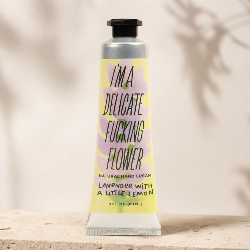 Blue Q I'm a Delicate F***ing Flower natural hand cream in Lavender with a Little Lemon.