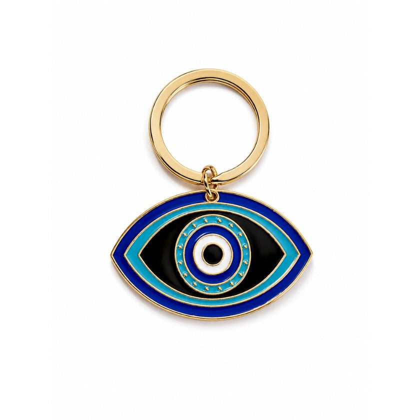 Luna & Soul blue and gold evil eye keyring