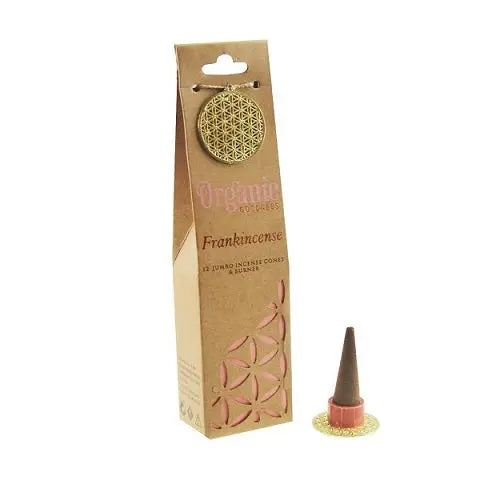 Luna &amp; Soul Frankincense incense cones with decorative holder made from natural ingredients for meditation, yoga and mindful home rituals.
