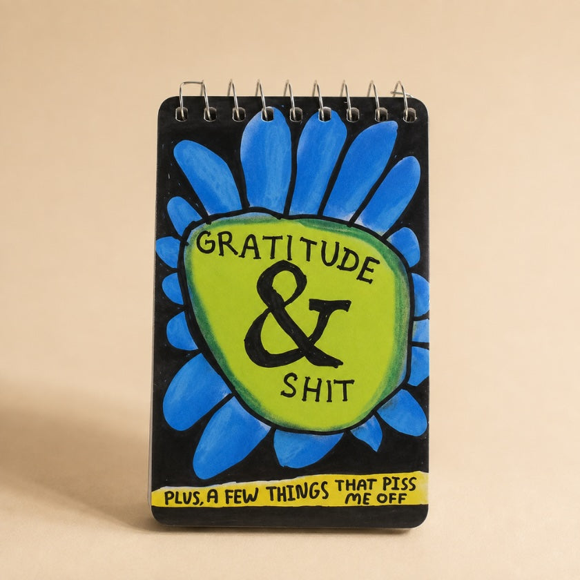 Blue Q Gratitude & Shit Notebook. Spiral pocket notebook by Luna and Soul.