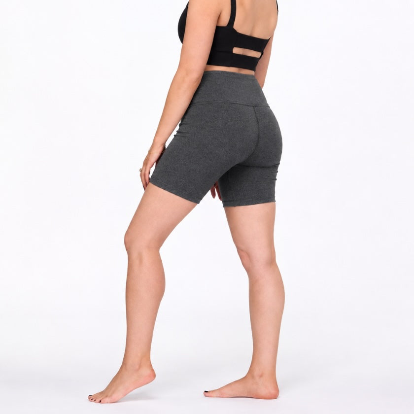 Luna & Soul Power Bike Shorts 3 inch in dark grey made from breathable organic cotton.