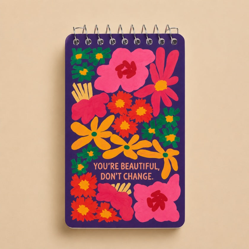 Luna &amp; Soul You're Beautiful, Don't Change Notebook spiral pocket notebook.