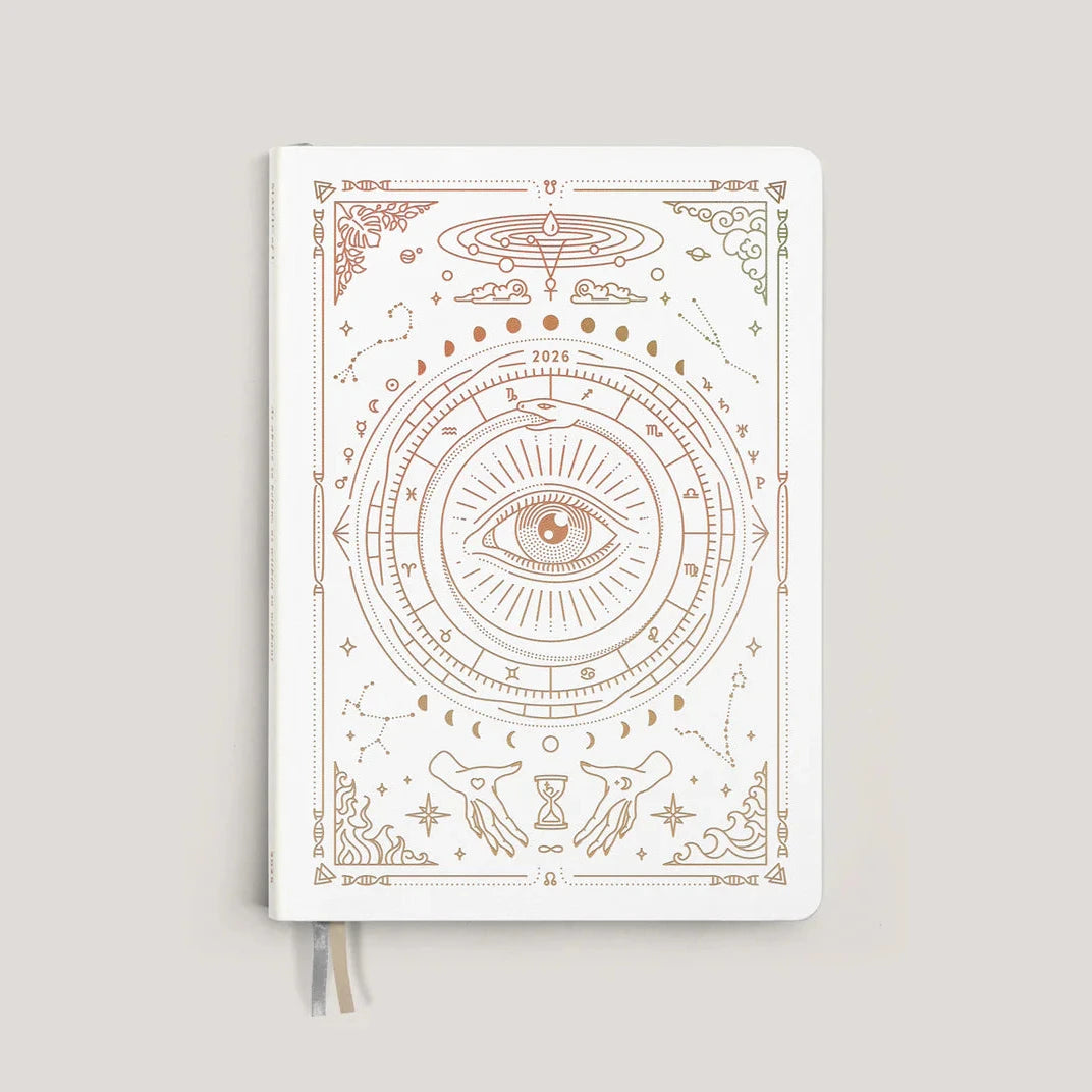 Front cover of Magic of I 2026 Astrological Almanac & Guidebook in white