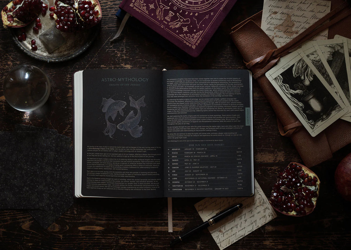 Magic of I astrological planner 2026 in black detail shot of pages