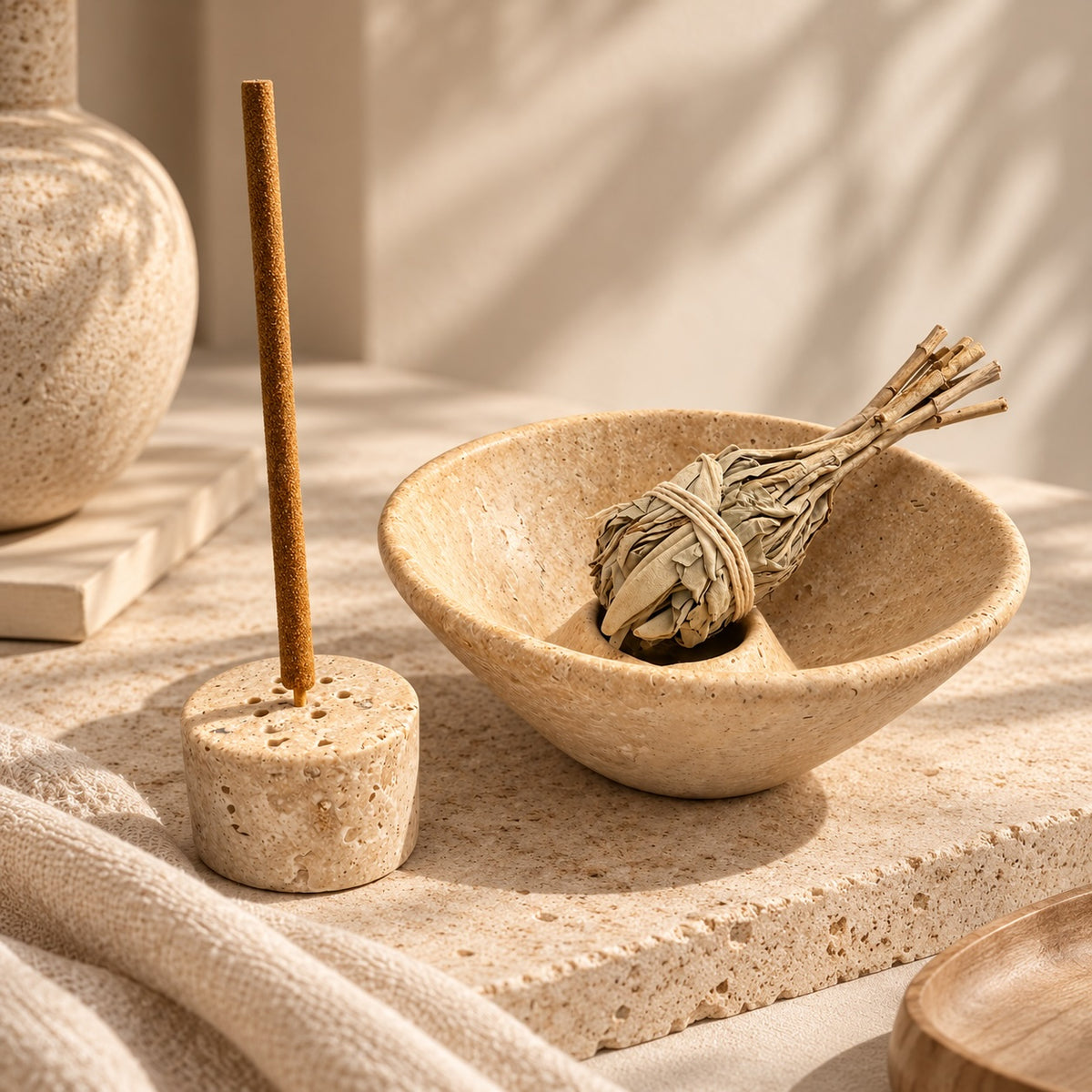 Marble Ritual Incense Holder Bowl