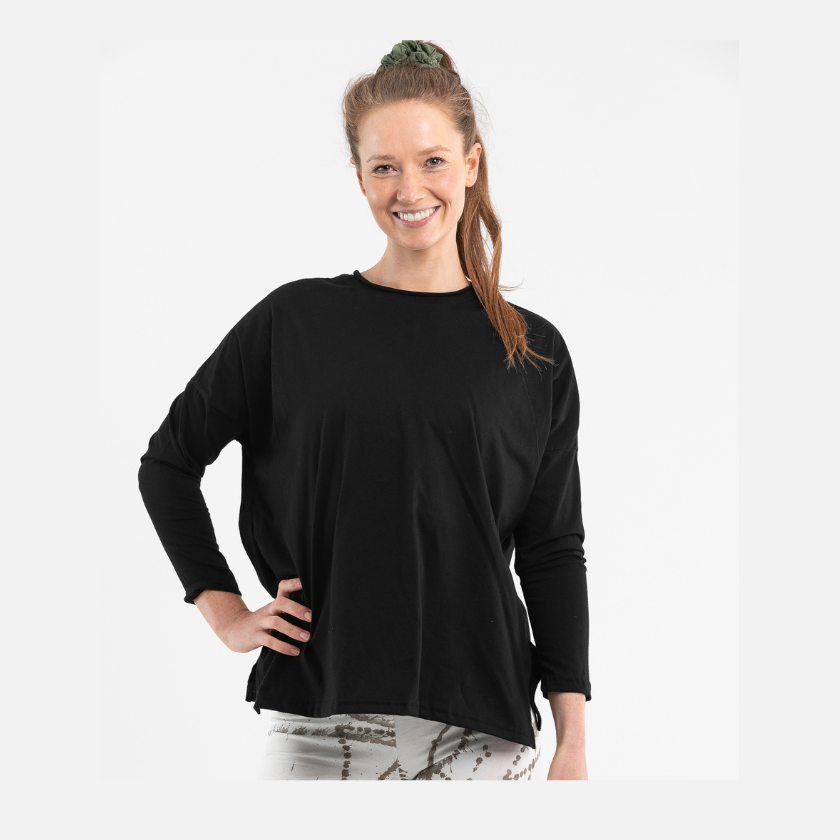 Black organic cotton long sleeve shirt made in Australia 