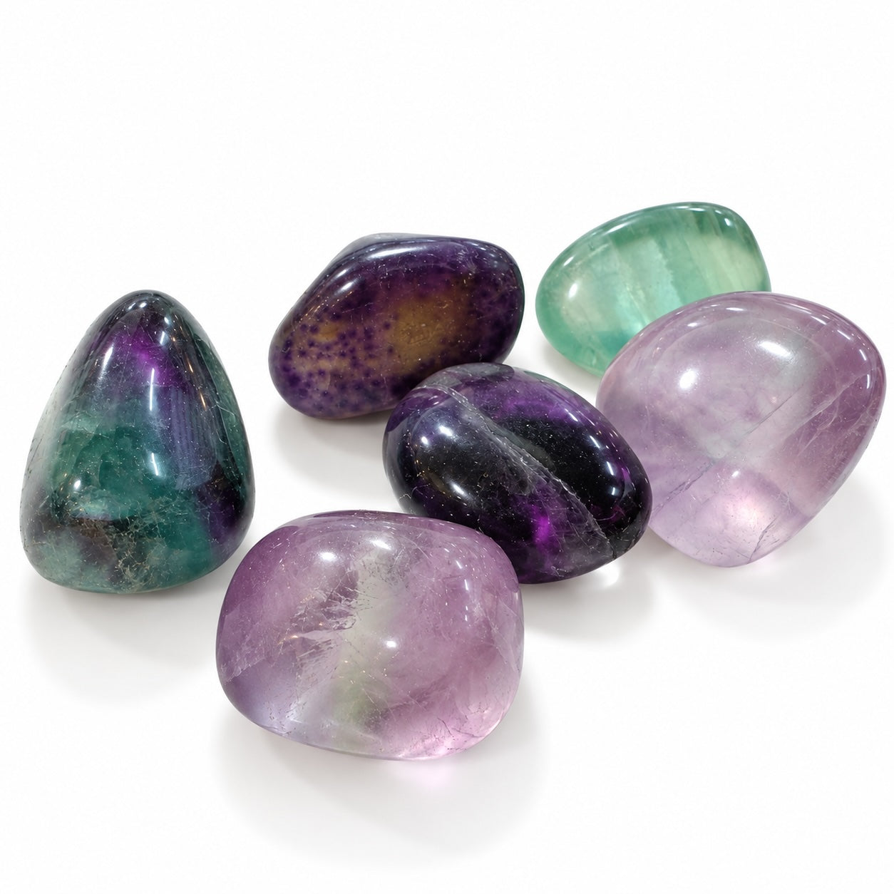 Rainbow Fluorite tumble stone. 