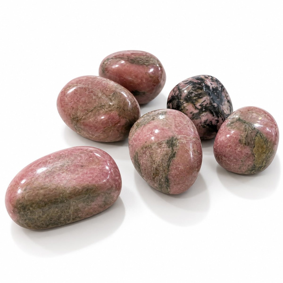 Rhodonite tumble stone from Sweden.