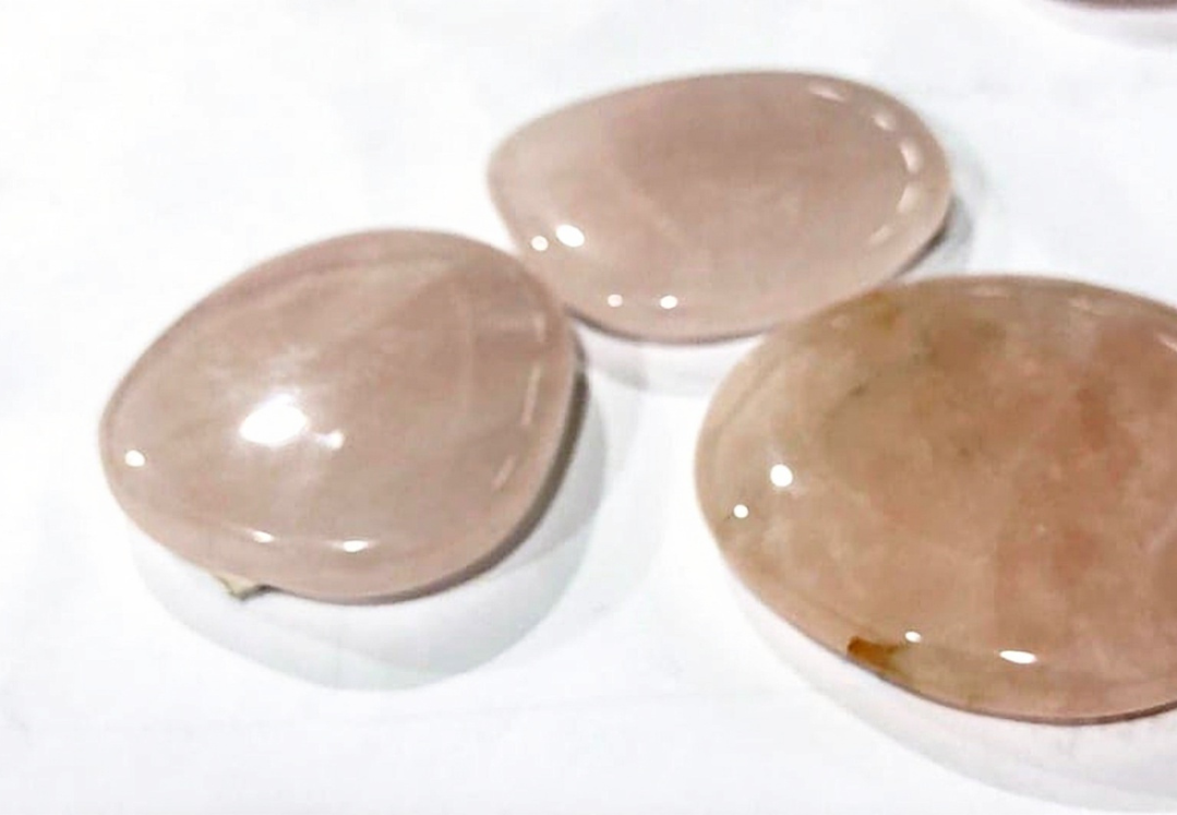 Rose Quartz worry stone crystal for love, emotional healing and self-compassion