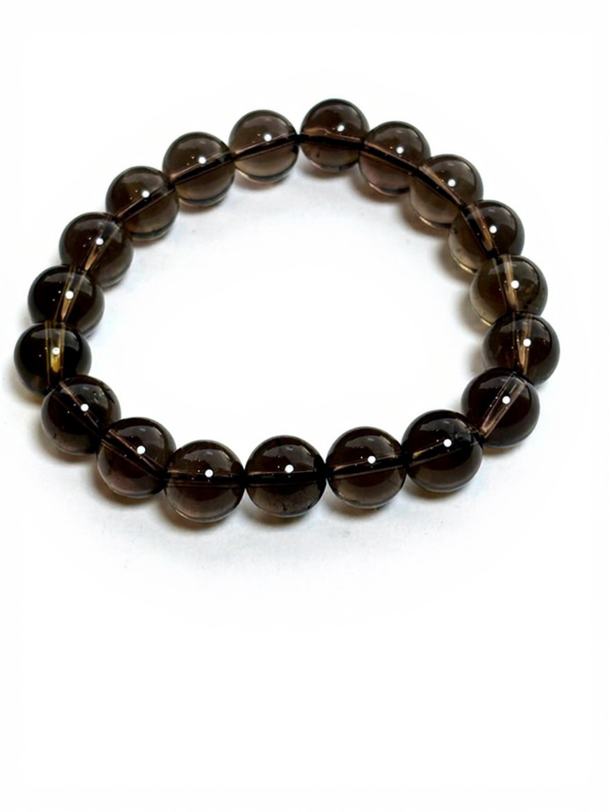Smokey Quartz crystal bracelet with 10mm round earthy beads for grounding and protection