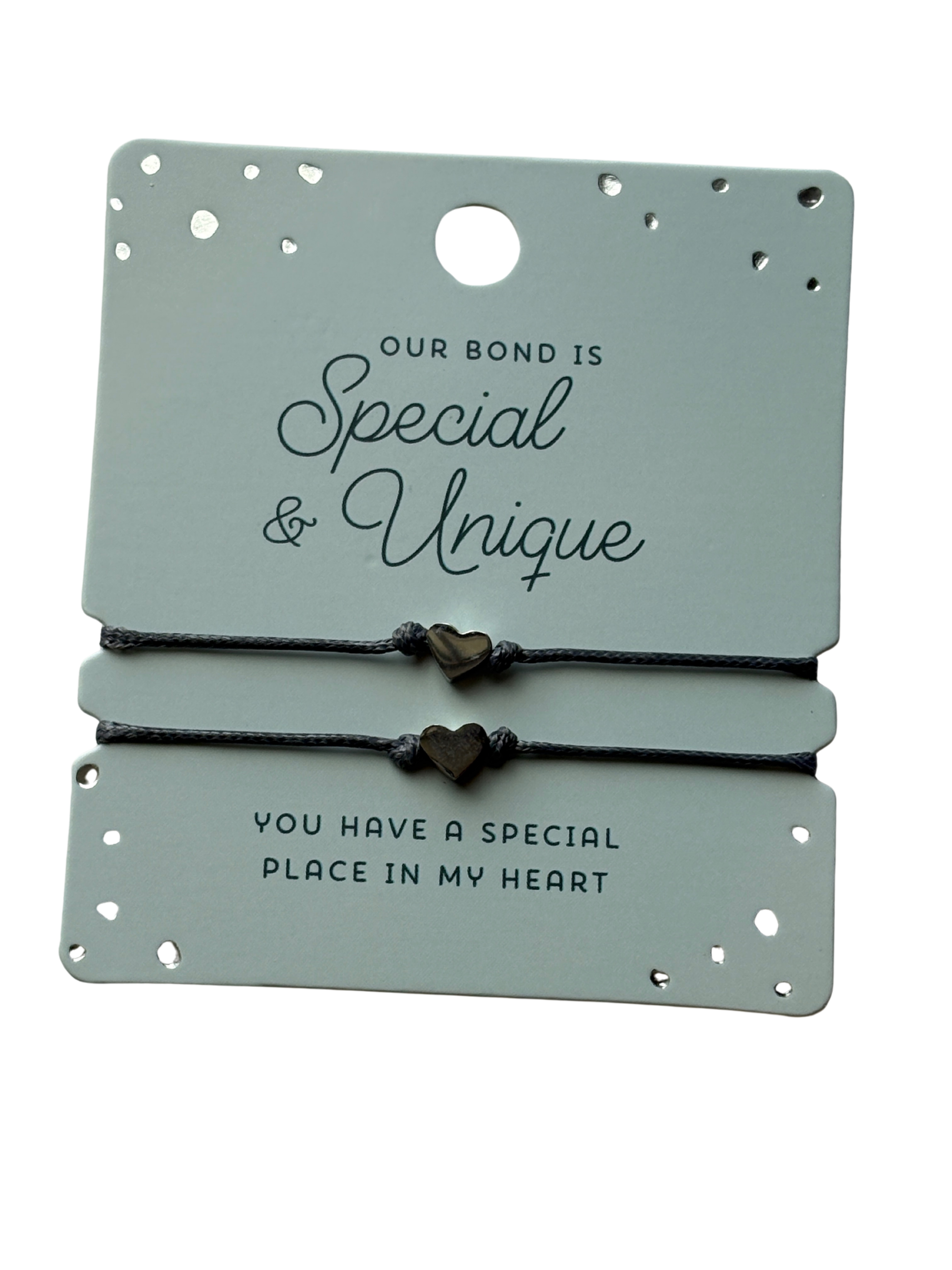 Special and Unique matching string bracelet set with heart charms