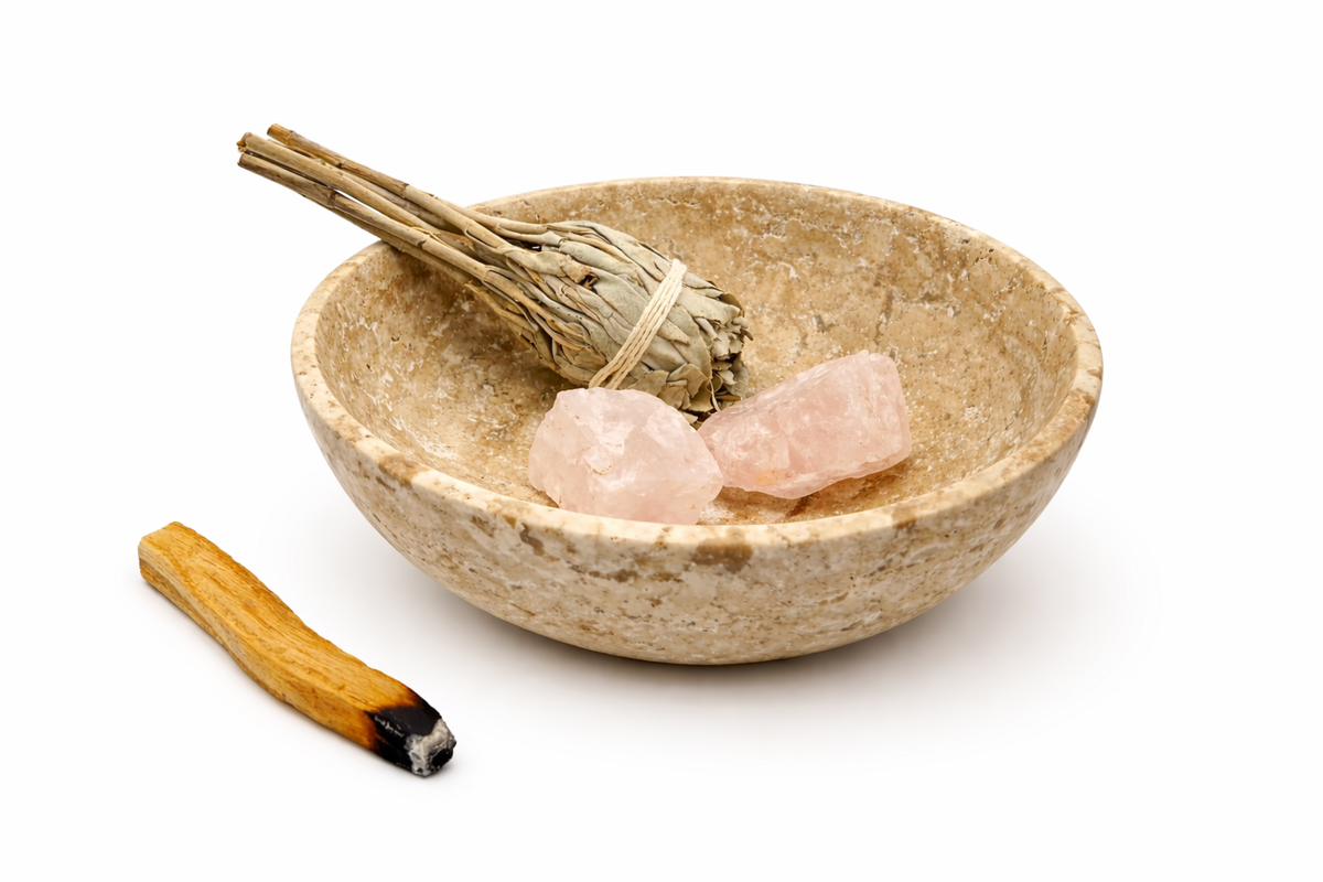 Travertine Smudge Bowl