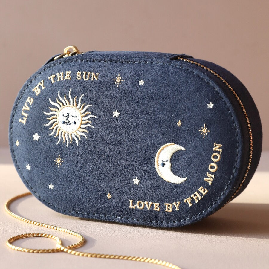 Embroidered Jewellery Case | Navy